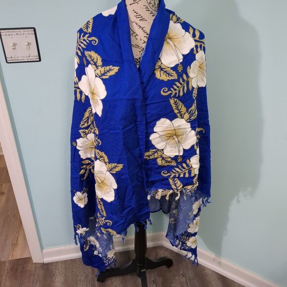 Hibiscus Collection Hawaii Women's Sarong Fringed Swim Cover Up Wrap One size - Picture 1 of 3